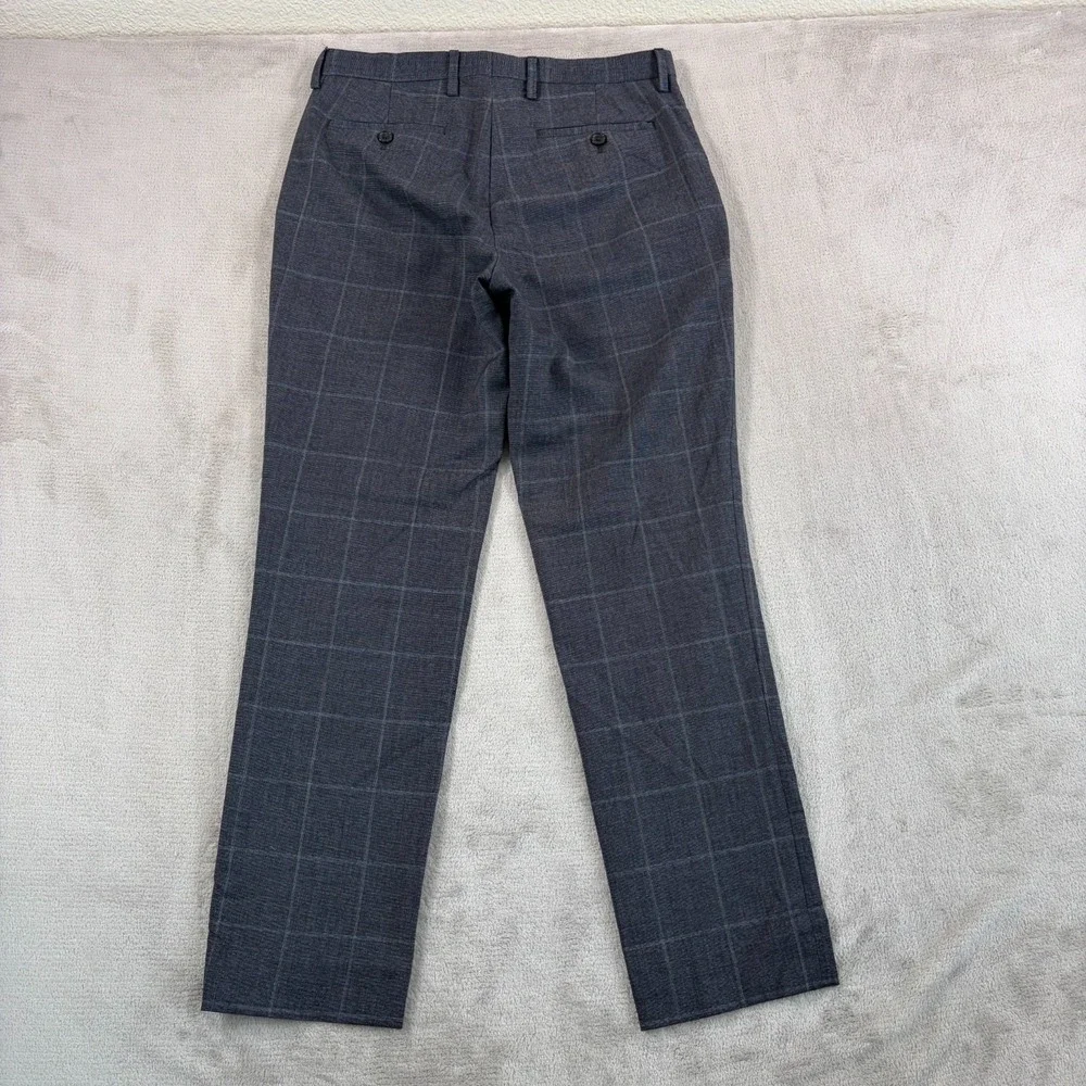 Banana Republic Slim Fit Dress‎ Pants Men 30x30 Grey Stretch Wool Windopane